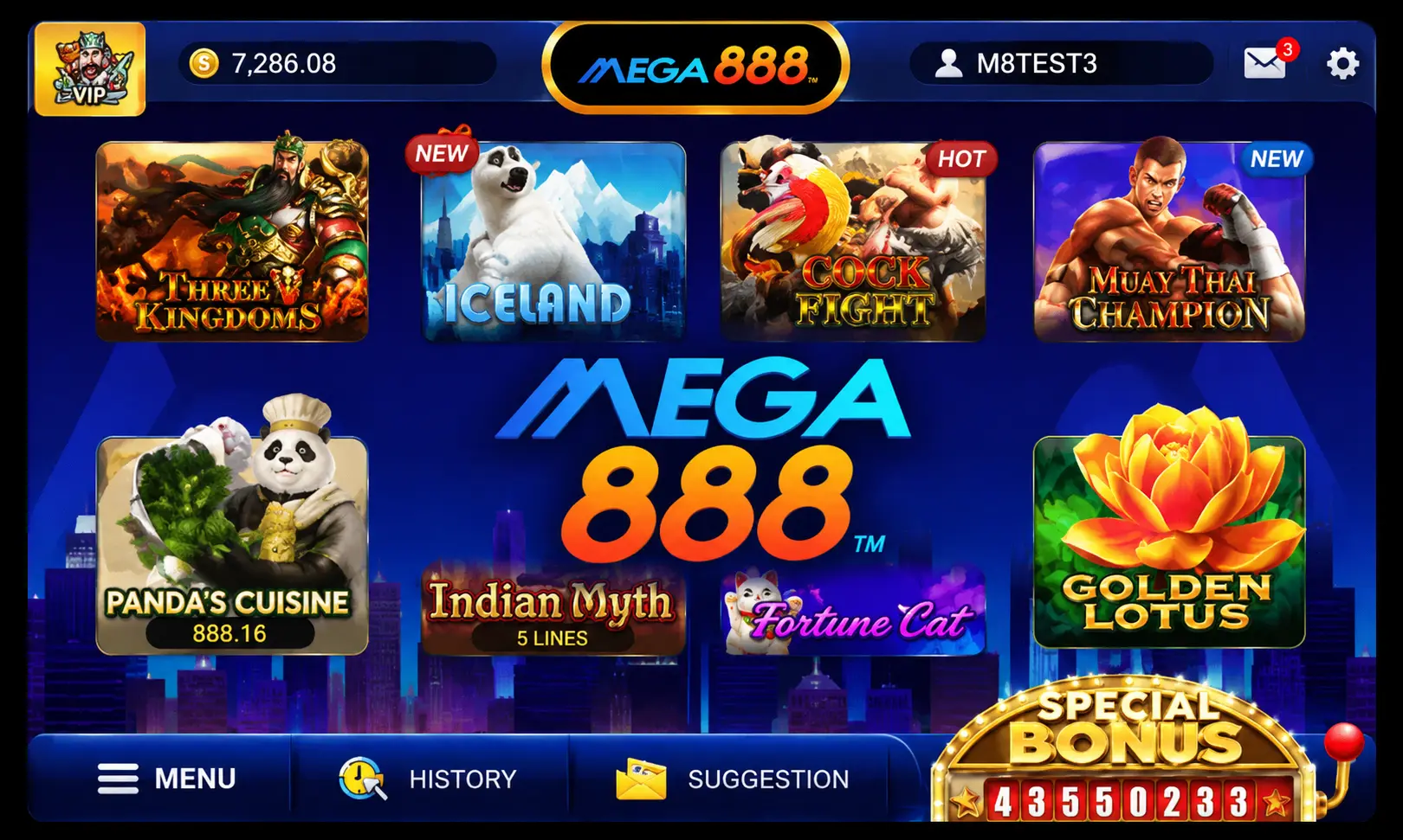 Lobi Mega888 pada telefon